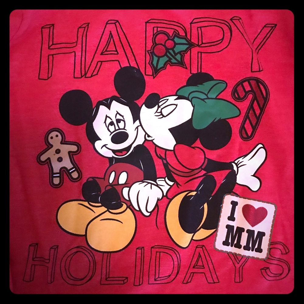 Long sleeve red T-shirt Minnie and Mike Mouse